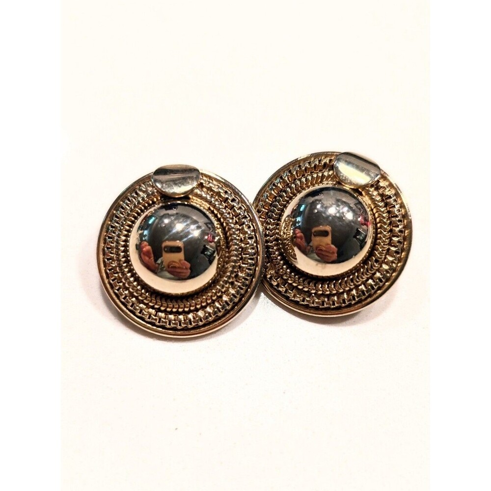Vintage Gold Braided Round Boho Y2K Indie Coastal Clip Earrings